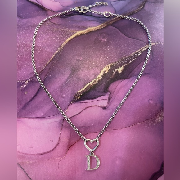 Authentic Y2K Dior Heart and Crystal D Necklace - Picture 1 of 6
